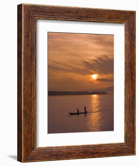 Fishermen at Sunset on the Amazon River, Brazil, South America-Nico Tondini-Framed Photographic Print