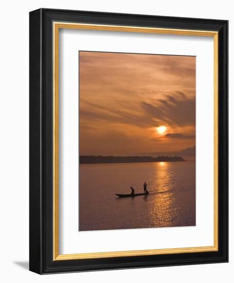 Fishermen at Sunset on the Amazon River, Brazil, South America-Nico Tondini-Framed Photographic Print