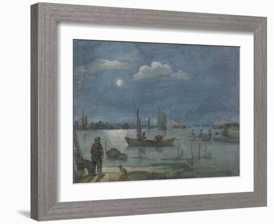 Fishermen by Moonlight, 1595-1634-Hendrick Avercamp-Framed Art Print