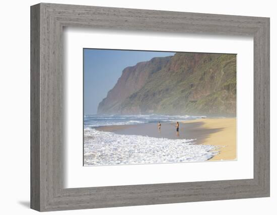 Fishermen Enjoy the Beach, Polihale State Beach Park, Kauai, Hawaii-Micah Wright-Framed Photographic Print