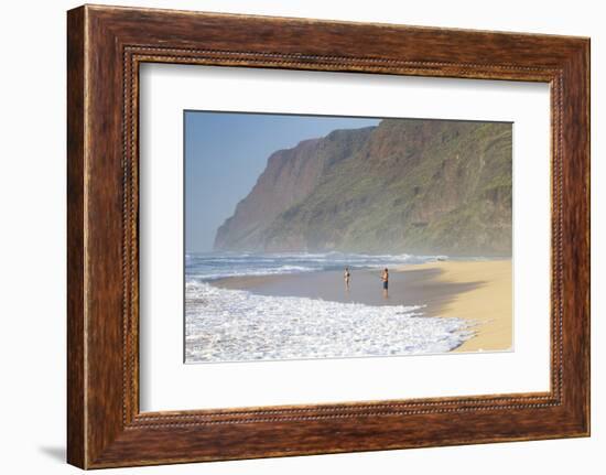 Fishermen Enjoy the Beach, Polihale State Beach Park, Kauai, Hawaii-Micah Wright-Framed Photographic Print