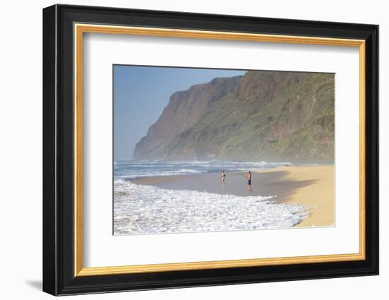 Fishermen Enjoy the Beach, Polihale State Beach Park, Kauai, Hawaii-Micah Wright-Framed Photographic Print