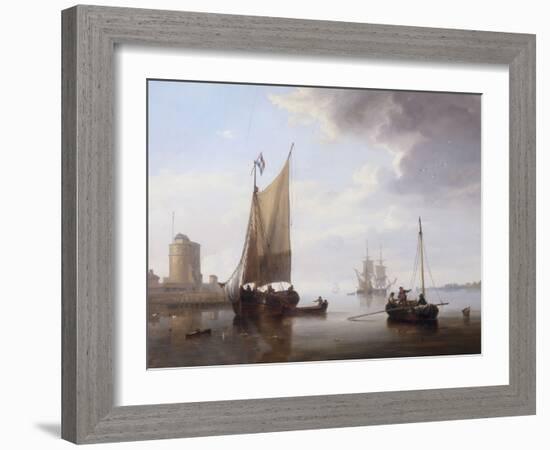 Fishermen in a Calm Sea, 1845-John Wilson Carmichael-Framed Giclee Print