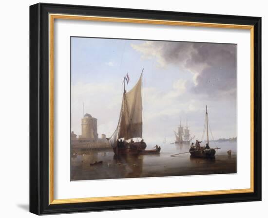 Fishermen in a Calm Sea, 1845-John Wilson Carmichael-Framed Giclee Print