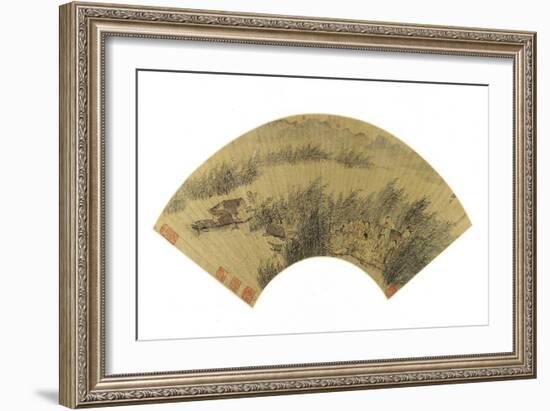 Fishermen in Boats, Reveling on the Edge of a River-Gu Qian-Framed Giclee Print