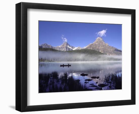 Fishermen in Canoe on Waterfowl Lake, Banff National Park, Canada-Janis Miglavs-Framed Photographic Print