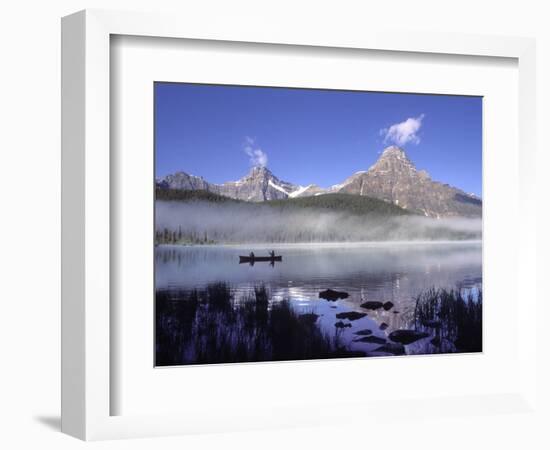 Fishermen in Canoe on Waterfowl Lake, Banff National Park, Canada-Janis Miglavs-Framed Photographic Print