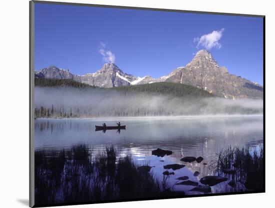 Fishermen in Canoe on Waterfowl Lake, Banff National Park, Canada-Janis Miglavs-Mounted Photographic Print