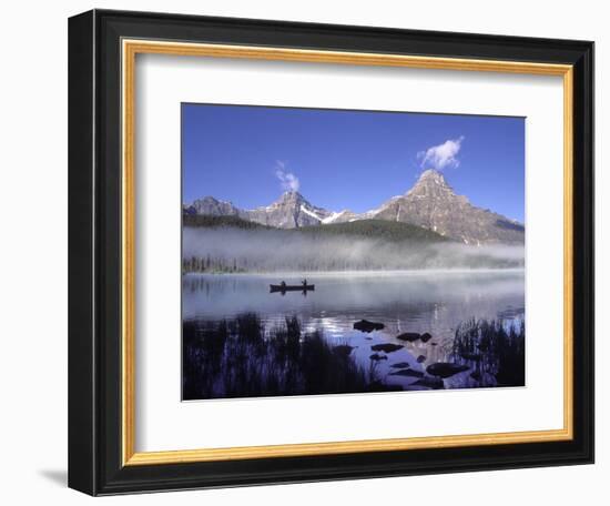 Fishermen in Canoe on Waterfowl Lake, Banff National Park, Canada-Janis Miglavs-Framed Photographic Print