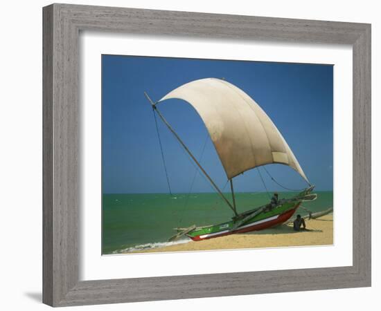 Fishermen in the Shade of a Sail on a Fishing Boat on the Beach at Negombo, Sri Lanka-Richardson Rolf-Framed Photographic Print