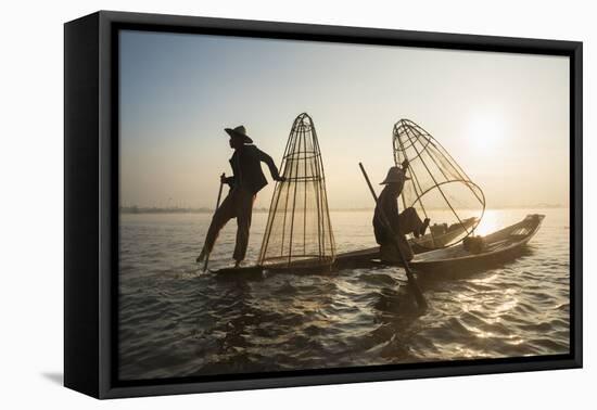 Fishermen, Inle Lake, Shan State, Myanmar (Burma), Asia-Janette Hill-Framed Premier Image Canvas