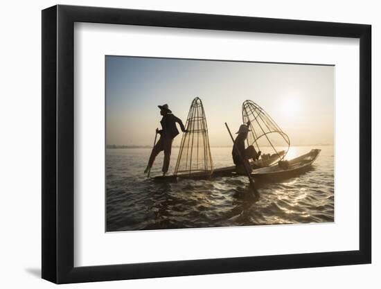 Fishermen, Inle Lake, Shan State, Myanmar (Burma), Asia-Janette Hill-Framed Photographic Print