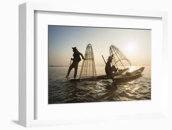 Fishermen, Inle Lake, Shan State, Myanmar (Burma), Asia-Janette Hill-Framed Photographic Print