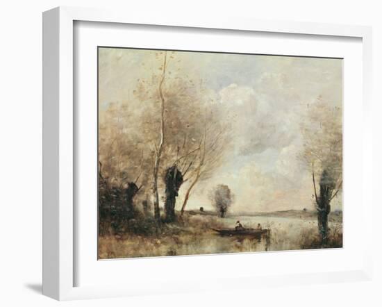 Fishermen Moored at a Bank-Jean-Baptiste-Camille Corot-Framed Giclee Print