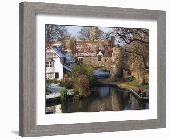 Fishermen on a Frosty Morning, Pull Ferry, Norwich, Norfolk, England, United Kingdom, Europe-Charcrit Boonsom-Framed Photographic Print