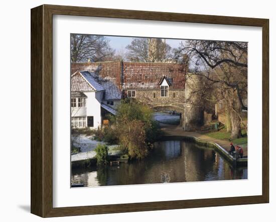 Fishermen on a Frosty Morning, Pull Ferry, Norwich, Norfolk, England, United Kingdom, Europe-Charcrit Boonsom-Framed Photographic Print