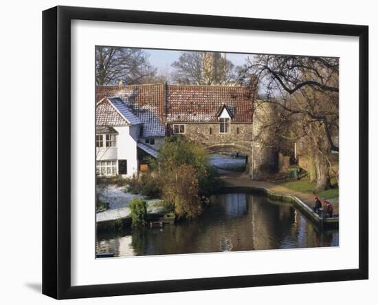 Fishermen on a Frosty Morning, Pull Ferry, Norwich, Norfolk, England, United Kingdom, Europe-Charcrit Boonsom-Framed Photographic Print