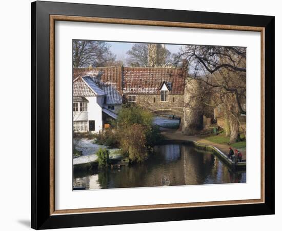 Fishermen on a Frosty Morning, Pull Ferry, Norwich, Norfolk, England, United Kingdom, Europe-Charcrit Boonsom-Framed Photographic Print