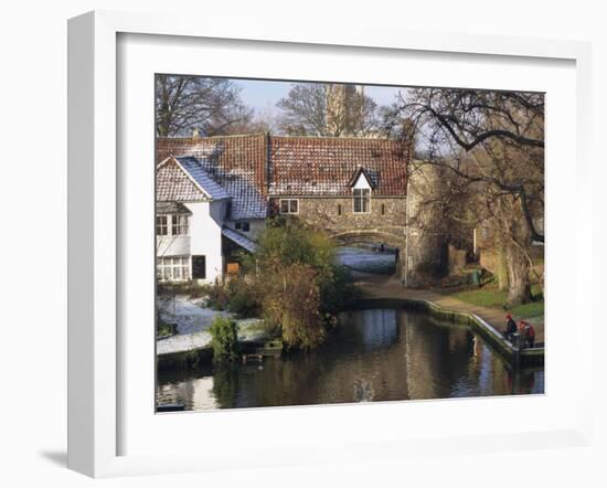 Fishermen on a Frosty Morning, Pull Ferry, Norwich, Norfolk, England, United Kingdom, Europe-Charcrit Boonsom-Framed Photographic Print
