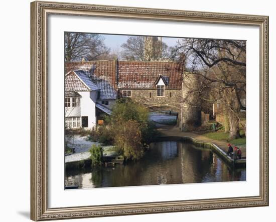 Fishermen on a Frosty Morning, Pull Ferry, Norwich, Norfolk, England, United Kingdom, Europe-Charcrit Boonsom-Framed Photographic Print