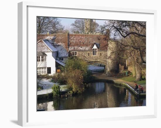 Fishermen on a Frosty Morning, Pull Ferry, Norwich, Norfolk, England, United Kingdom, Europe-Charcrit Boonsom-Framed Photographic Print