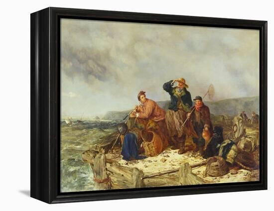 Fishermen on a Quay During a Storm-Henry Parker-Framed Premier Image Canvas