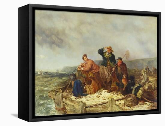 Fishermen on a Quay During a Storm-Henry Parker-Framed Premier Image Canvas