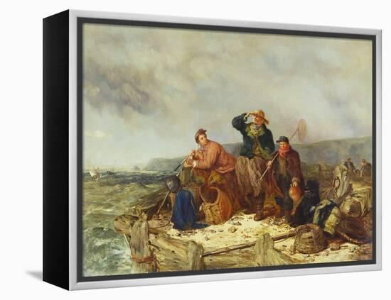 Fishermen on a Quay During a Storm-Henry Parker-Framed Premier Image Canvas