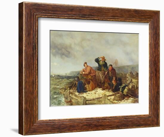 Fishermen on a Quay During a Storm-Henry Parker-Framed Giclee Print