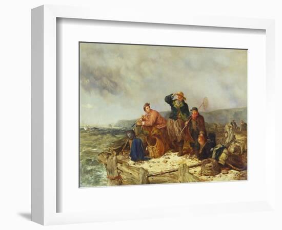 Fishermen on a Quay During a Storm-Henry Parker-Framed Giclee Print