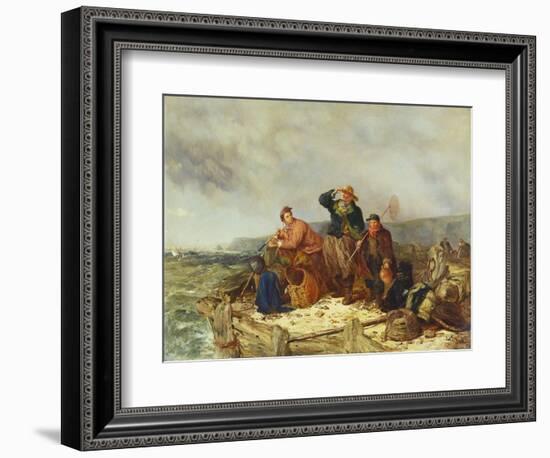 Fishermen on a Quay During a Storm-Henry Parker-Framed Giclee Print