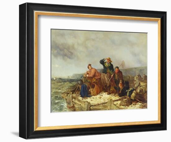 Fishermen on a Quay During a Storm-Henry Parker-Framed Giclee Print