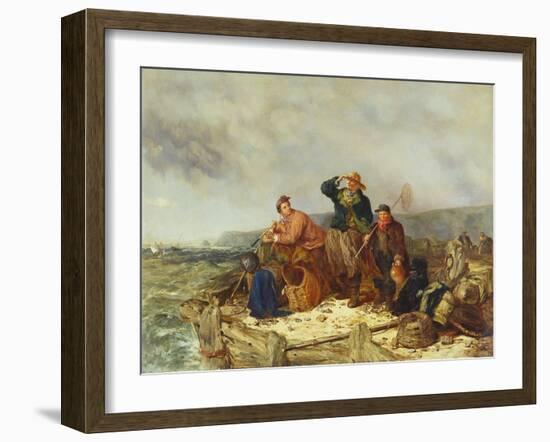 Fishermen on a Quay During a Storm-Henry Parker-Framed Giclee Print