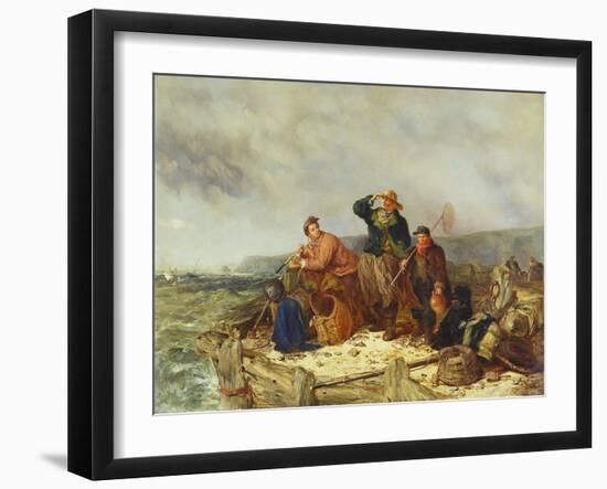 Fishermen on a Quay During a Storm-Henry Parker-Framed Giclee Print