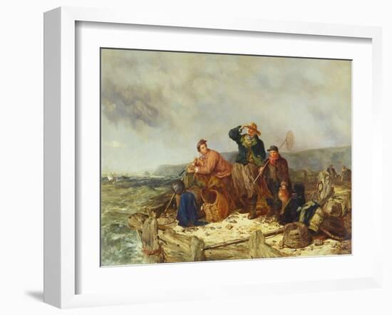 Fishermen on a Quay During a Storm-Henry Parker-Framed Giclee Print