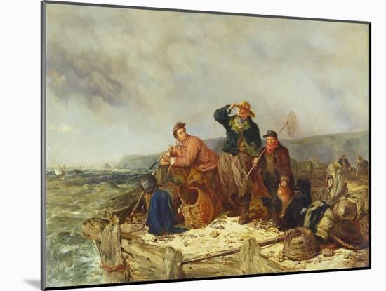 Fishermen on a Quay During a Storm-Henry Parker-Mounted Giclee Print