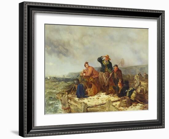 Fishermen on a Quay During a Storm-Henry Parker-Framed Giclee Print