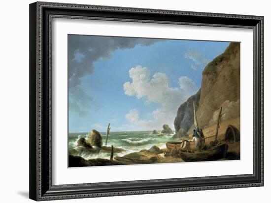 Fishermen on the Shore (An Approaching Storm)-George Morland-Framed Giclee Print