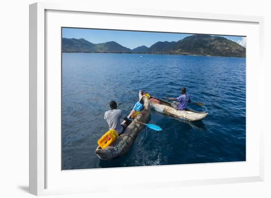 Fishermen on their Canoes Going Fishing, Cape Malcear, Lake Malawi, Malawi, Africa-Michael Runkel-Framed Photographic Print