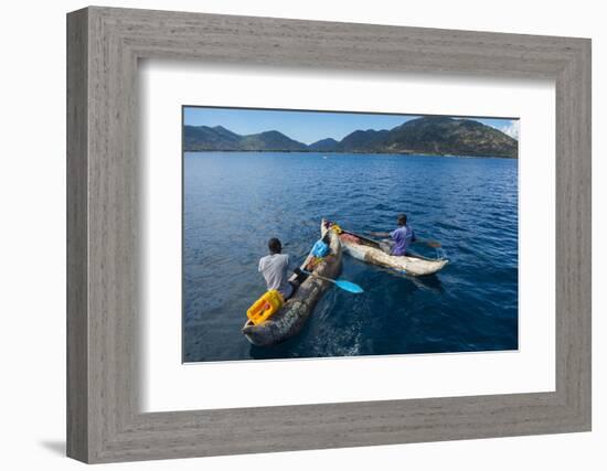 Fishermen on their Canoes Going Fishing, Cape Malcear, Lake Malawi, Malawi, Africa-Michael Runkel-Framed Photographic Print