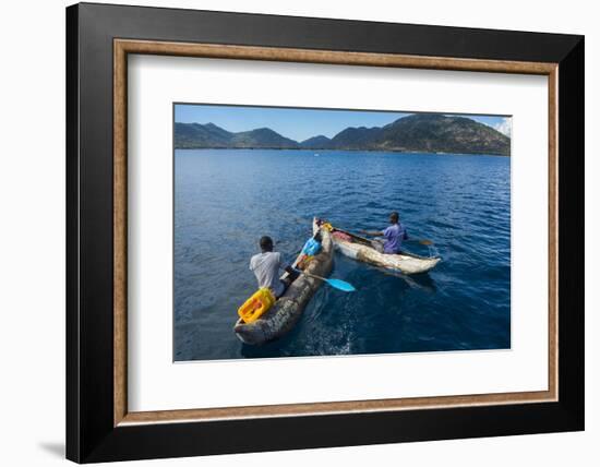 Fishermen on their Canoes Going Fishing, Cape Malcear, Lake Malawi, Malawi, Africa-Michael Runkel-Framed Photographic Print