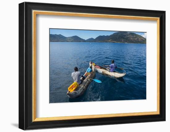 Fishermen on their Canoes Going Fishing, Cape Malcear, Lake Malawi, Malawi, Africa-Michael Runkel-Framed Photographic Print