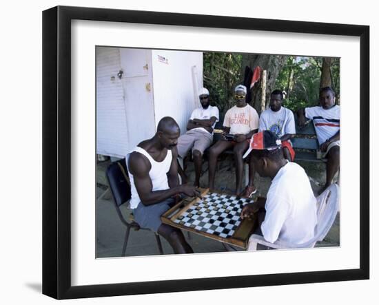 Fishermen Playing Checkers, Charlotteville, Tobago, West Indies, Caribbean, Central America-Yadid Levy-Framed Photographic Print