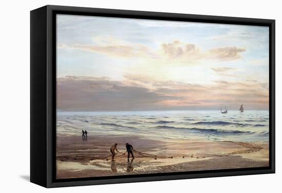 Fishermen Pulling their Nets on the Shores of the North Coast of Wales. Oil on Canvas, 1874, by Hen-Henry Moore-Framed Premier Image Canvas