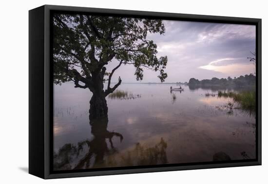 Fishermen Return at Dusk, Polonnaruwa Lake, Polonnaruwa, Sri Lanka, Asia-Charlie-Framed Premier Image Canvas