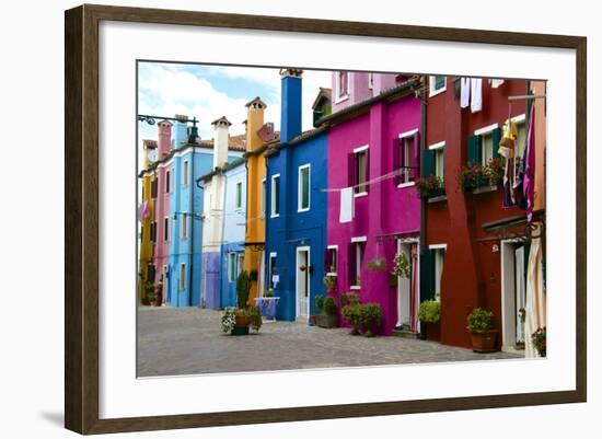 Fishermen's Colored Facade Houses, Burano, Venice, Veneto, Italy, Europe-Guy Thouvenin-Framed Photographic Print