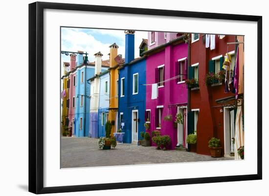 Fishermen's Colored Facade Houses, Burano, Venice, Veneto, Italy, Europe-Guy Thouvenin-Framed Photographic Print