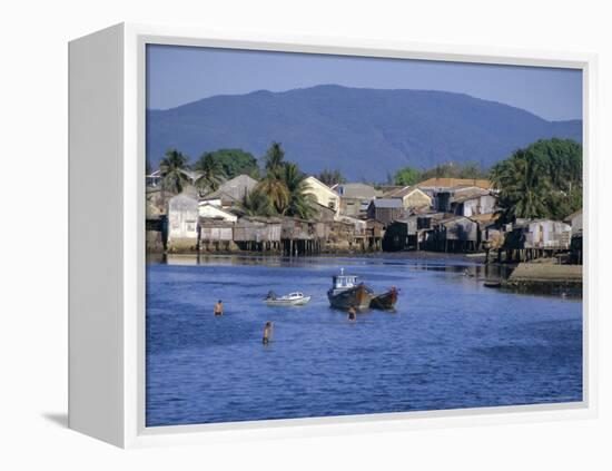 Fishermen's Houses, Boats and Weed Gatherers, Nha Trang, Vietnam, Indochina, Southeast Asia, Asia-Anthony Waltham-Framed Premier Image Canvas