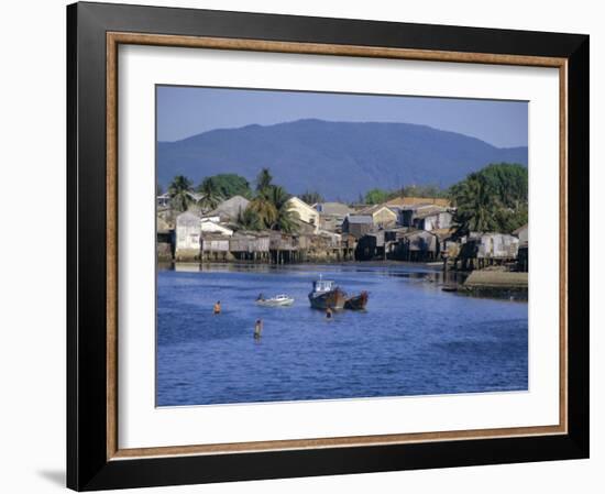 Fishermen's Houses, Boats and Weed Gatherers, Nha Trang, Vietnam, Indochina, Southeast Asia, Asia-Anthony Waltham-Framed Photographic Print