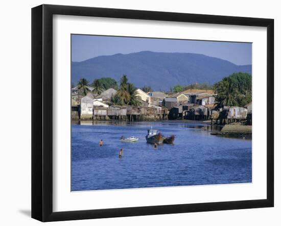 Fishermen's Houses, Boats and Weed Gatherers, Nha Trang, Vietnam, Indochina, Southeast Asia, Asia-Anthony Waltham-Framed Photographic Print